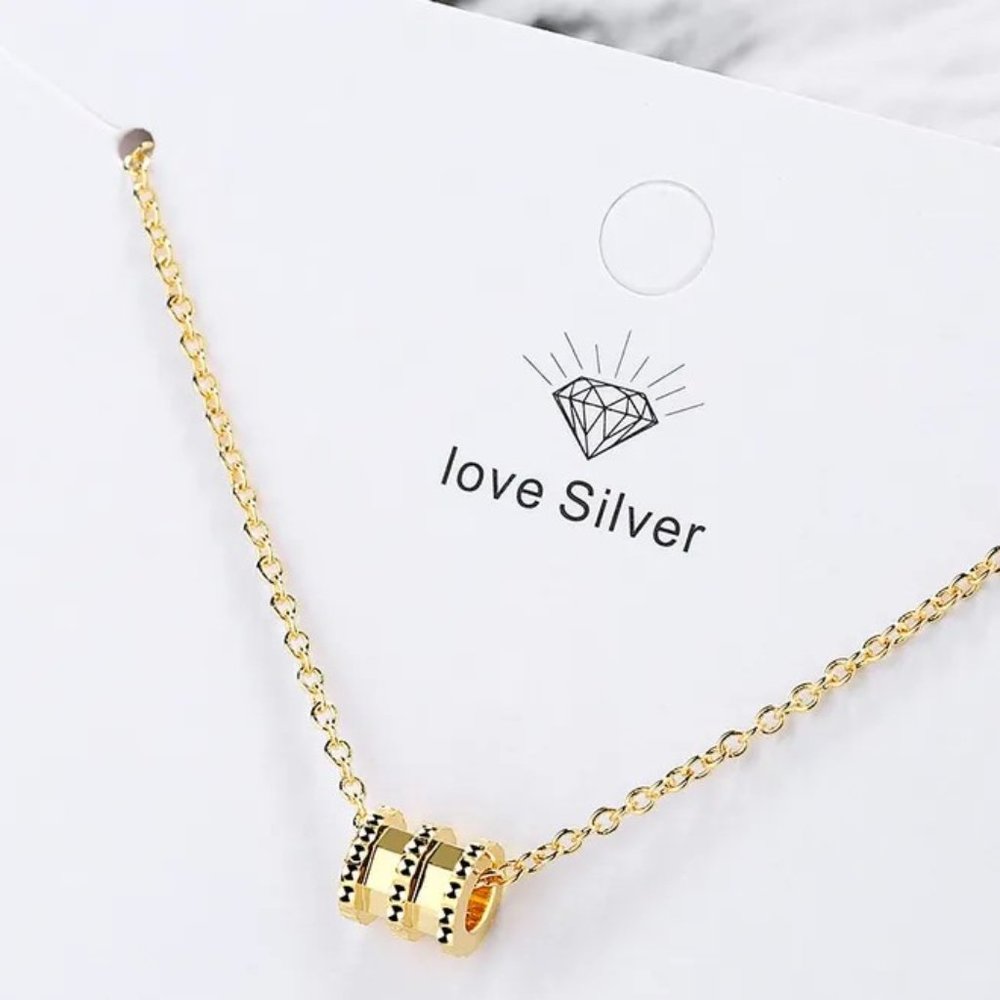 18K GOLD PLATED GEOMETRIC SIMPLE DAINTY BARREL PENDANT NECKLACE